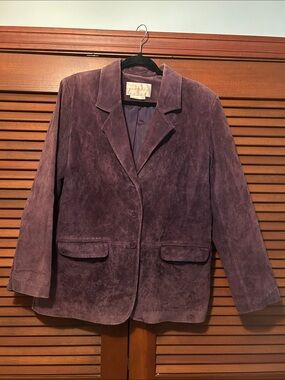 Vintage Margaret Godfrey Purple 100% Suede Leather Blazer Jacket 12